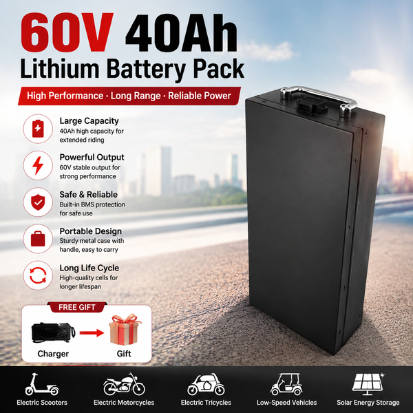 60V 20Ah-40Ah 2000W Lithium-Batterie für Elektrofahrzeuge, geeignet für Harley Zweirad-Faltroller Citycoco, inklusive Ladegerät