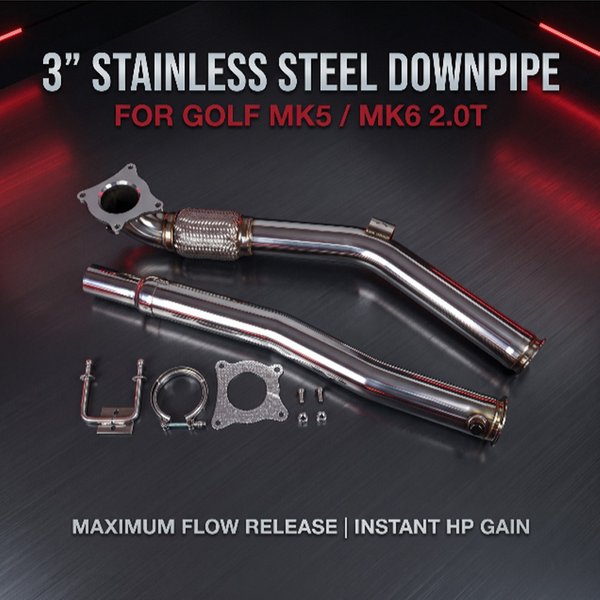 Downpipe-Auspuffanlage 3 Zoll Edelstahl Performance-Downpipe für VW Golf GTI MK5 MK6 EA888 Gen2 CC Passat B6 Jetta für Audi A3 TT 2.0T Silber