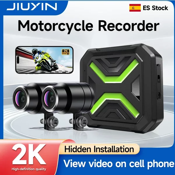 JIUYIN 2K Dual Motorrad-DVR Vollständig Wasserdichte Motorradkamera WiFi GPS Dashcam Vorne Hinten Fahrvideo-Rekorder Black Box