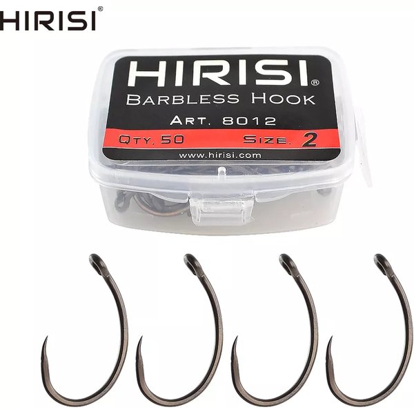 Hirisi 50pcs Coating High Carbon Stainless Steel Barbless Hooks 8012 Fishing Hook Fishing Tool Accessories