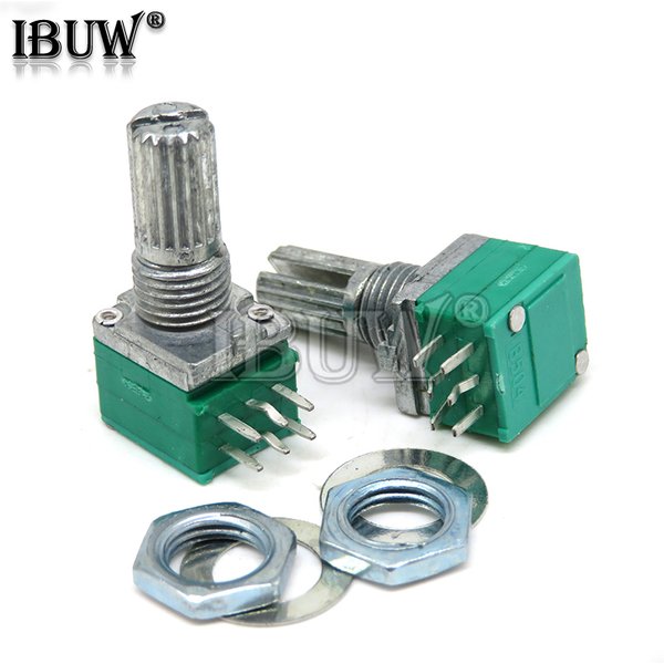5 Stück RK097G 5K 10K 20K 50K 100K 500K B5K mit einem Schalter Audio 6PIN Welle 15mm Verstärker Dichtung Potentiometer RK097 Grün