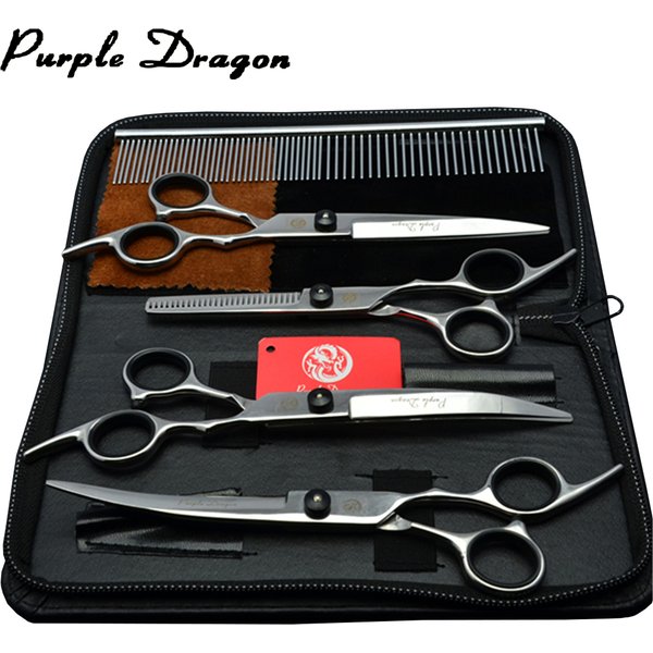 Dog Grooming Scissors Purple Dragon 6" 7" Stainless Pet Beauty Scissors Cutting Scissors Thinning Shears Curved Scissors Z3001