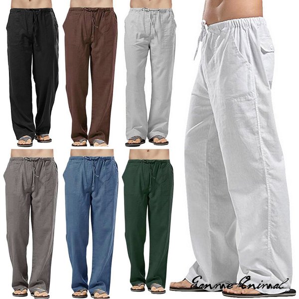 Fashion Mens Linen Wide Pants Korean Trousers Oversize Sports Streetwear Male Spring Yoga Pants Casual Men Clothing Sweatpants