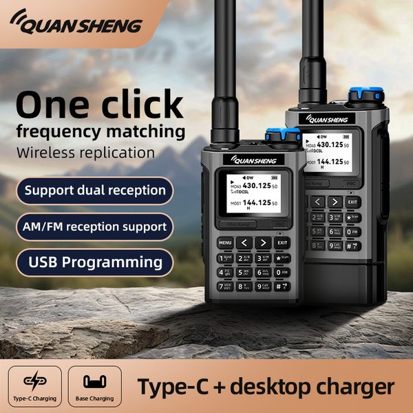 QUANSHENG K1 Multi-Band Walkie Talkie Air Band Aviation Empfangen Drahtlose Kopie Ein Schlüssel Freq Match Typ-C NOAA Zwei Weg Radio