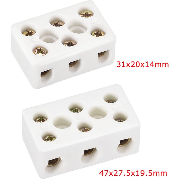 Bornier de câblage en céramique, 380V/25a, 3 voies, 8 trous, connecteur de fil électrique en porcelaine haute fréquence, équipement électrique, 1/2 pièces