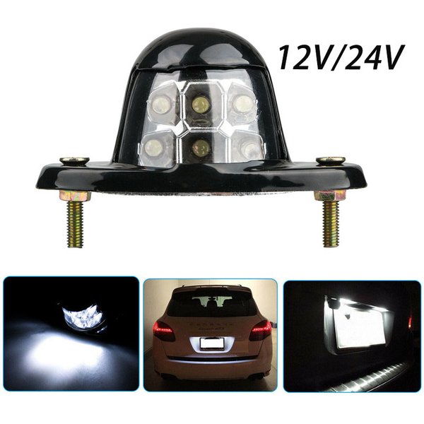 12 V/24 V blanc universel 6 LED plaque d'immatriculation lumière voiture plaque d'immatriculation lampe pour voitures RV camion remorque camion étape lampe
