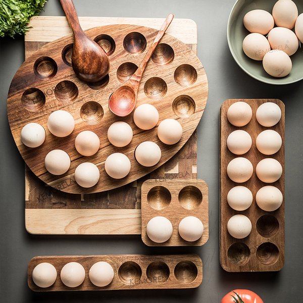 Boîte de rangement d'œufs à Double rangée en bois de Style japonais, support organisateur pour la maison, support de réfrigérateur, accessoires de cuisine pour conserver la fraîcheur
