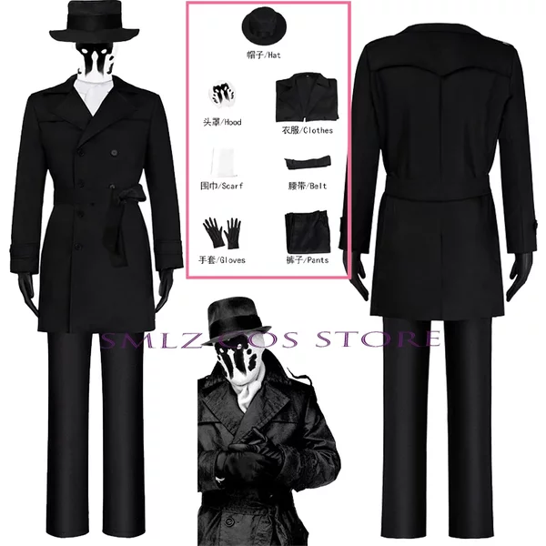 Rorschach Anime Cosplay Costume, uniforme de cosplay, trempé pour Reggie, longue tenue, fête d'Halloween, pékovacs
