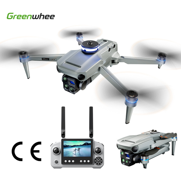 Greenwhee P50 Faltbare GPS-Drohne mit Dreifach-1080P-HDR-HD-Kamera, Hindernisvermeidung, automatischer Rückkehrfunktion, 4,5-Zoll-Bildschirm-Fernbedienung, Nutzlast-Lieferfunktion, tragbarer