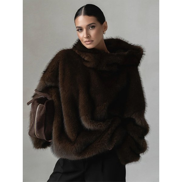 Veste ample à capuche en tricot pour femme, pull à manches longues, style streetwear automne-hiver 2026