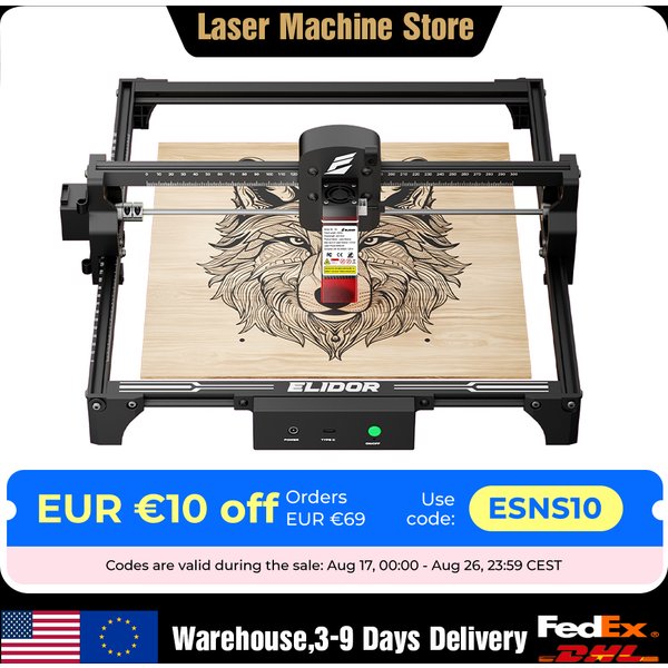 ELIDOR Z6 6W Lasergraviermaschine CNC-Holzmarkierungsschneider 300X300mm Laserschneidmaschine Diode für Zuhause DIY Logo Gravur