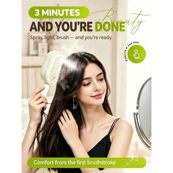 Elektrische Haarglättungsbürste, Anti-Frizz-Haarbürste, Unisex, Rotlichttherapie, Kopfhautmassage, Haarbürste