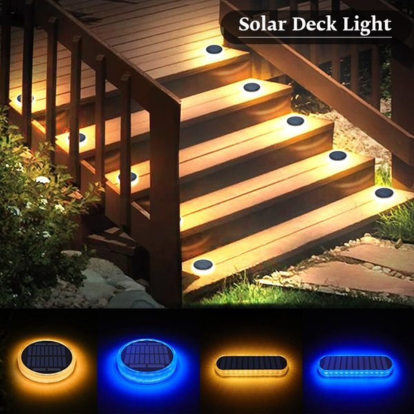 30/24 LEDs Solar-Stufenleuchte für Außenbereich, Garten-Solar-Bodenleuchte, Solar-Terrassenbeleuchtung für Treppen, Docks, Terrassen, Wege und Einfahrten