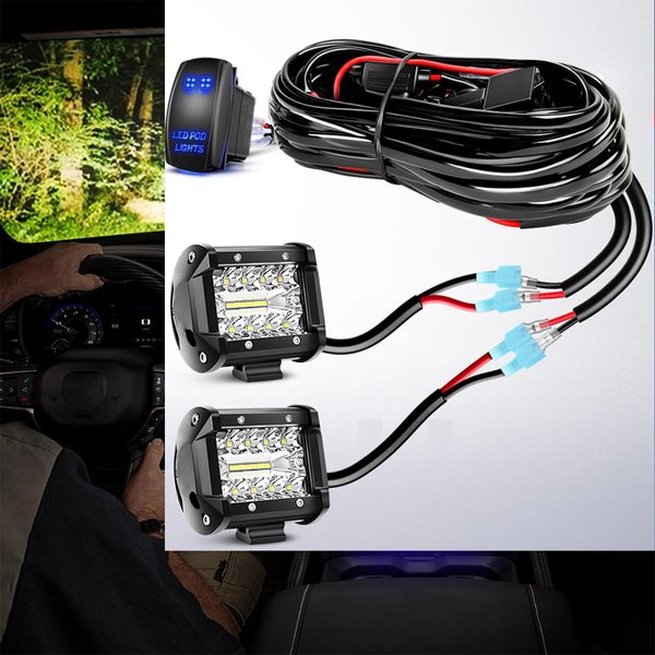 LED-Lichtleisten-Kabelbaum-Kit 14AWG Hochleistungs-12V 5-Pin-Wippschalter mit Ein/Aus-Funktion, Leistungsrelais, Flachsicherung – ohne Licht