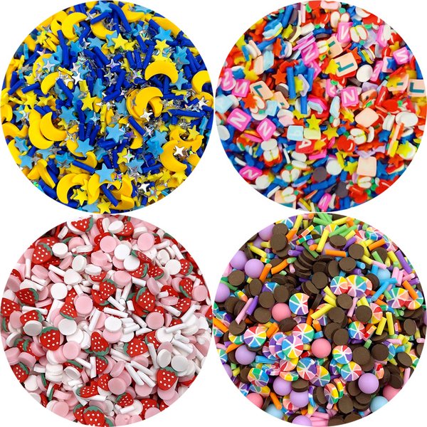 Mélange de bonbons de lune en polymère, 50g, tranches d'argile pour l'artisanat, fabrication de bricolage, petits accessoires Klei en plastique mignons, décor de remplissage de Slime