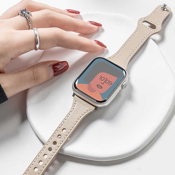 High quality Leather Strap for iwatch series Ultra 49mm 8 41mm 45mm 7 SE 654321 44mm Slimmer Loop for Apple Watch Band 42mm 40mm