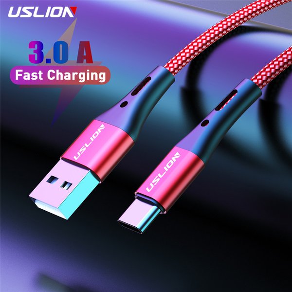 USLION 3A USB Typ C Kabel Typ C Schnellladekabel für Samsung Xiaomi Huawei Handy USB C Ladekabel Rot 1m 2m 3m