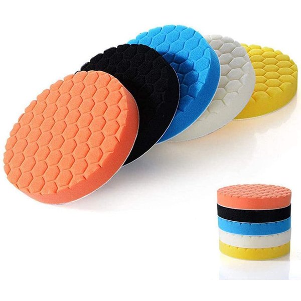 5 pièces 3/4/5/6/7 pouces tampons de polissage composé tampons éponge de coupe Kit pour tampon de voiture polisseuse composé et épilation