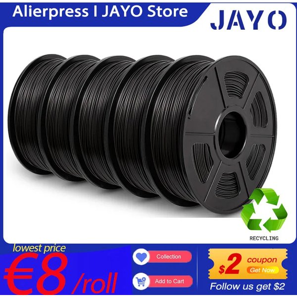 JAYO 3D-Drucker-Filament PLA Plus/PLA Matt PETG/Silk/PLA/ABS 5 Rollen 1,75 mm Umweltfreundliches Material für 3D-Stifte & Drucker DIY-Geschenk