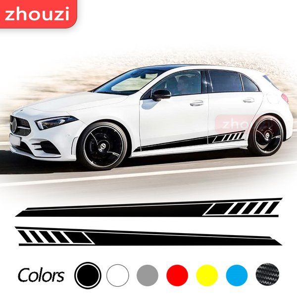 Autocollant de jupe à rayures latérales de porte de voiture, 2 pièces, pour Mercedes Benz W177 classe AMG A35 4Matic A45 S 2018-présent A220 A250, accessoires