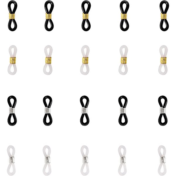 20pcs Eyeglass Chain Ends Adjustable Spring Rubber Ends Connectors for Eye Glasses Holder Necklace Chain DIY Jewelry Making