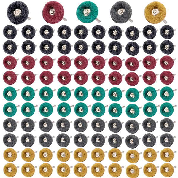 100 Stück Schleif polier räder, 1 Zoll Polier radsatz mit 1/8 Zoll Schaft, 20 Stück 80 150 240 400 600 Körnung sc