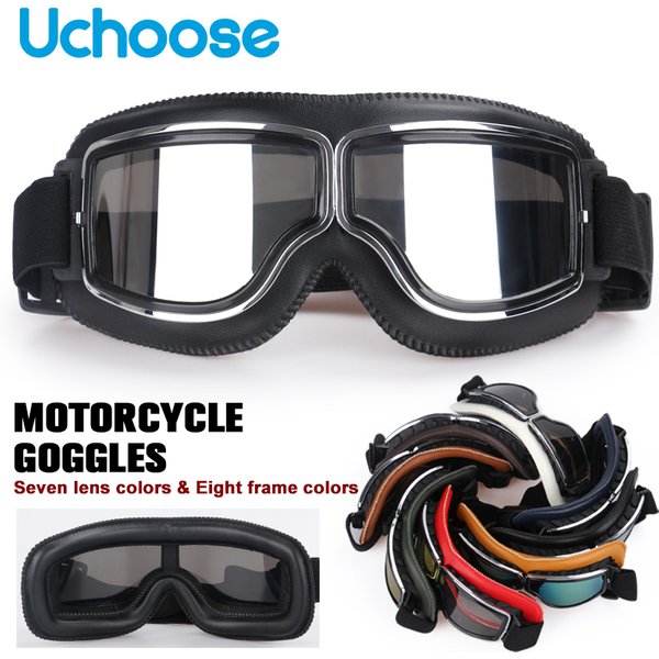 Lunettes de casque de moto coupe-vent, protection de sécurité en cuir, Anti-éblouissement, pour Motocross, Cross-country, Steampunk, faciles à transporter