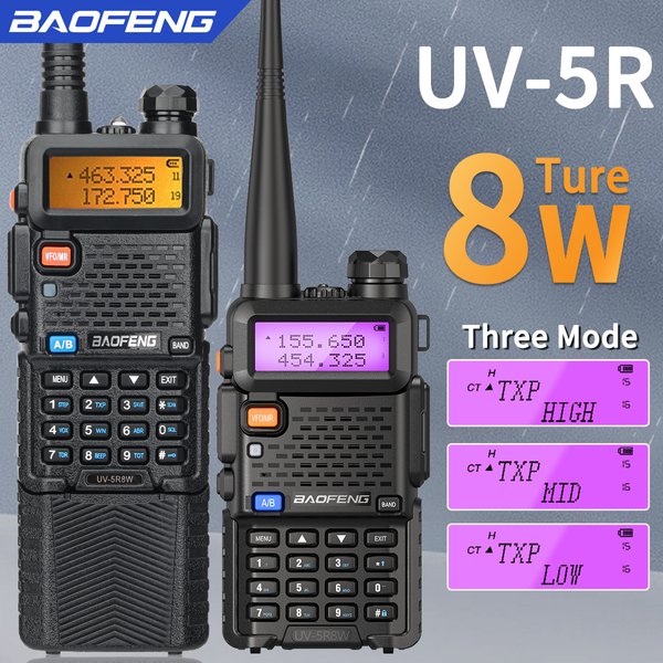 Baofeng-Talkie walperforé UV 5R 5W 8W, radio bidirectionnelle Vhf Uhf FM, pour déterminer la fréquence de la chasse, 16km