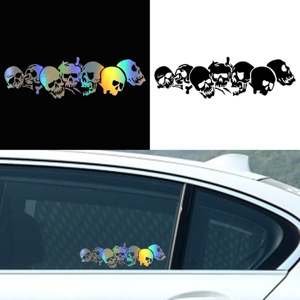 G096 22.8X6.7CM New SKULL Vinyl Car Stickers Motorcycle Decals Car Styling Accessories Fashion Black/white/laser