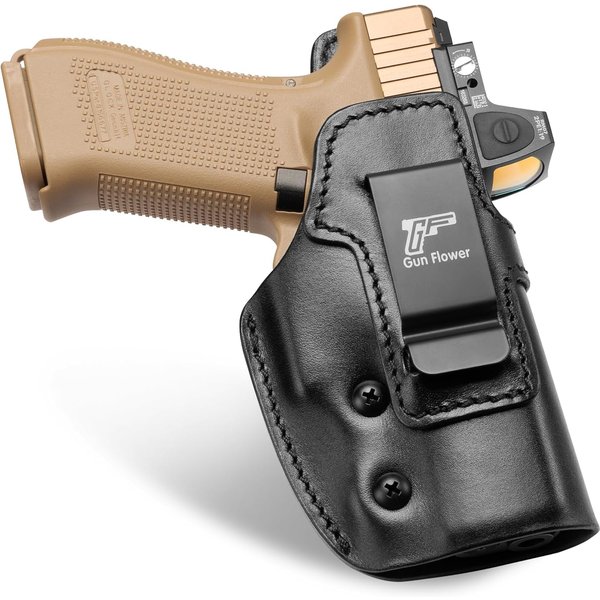 IWB Lederholster Passend für: Glock 19 19X 23 32 44 45 (Gen 1 2 3 4 5)/ MOS&Compact & Ruger RXM, Innenbund-Tragevorrichtung, 1,5-1,75 Zoll Gürtel