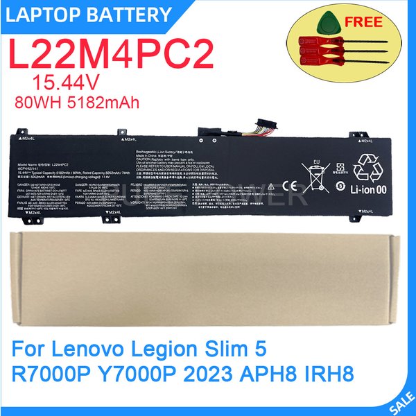 Nouvelle batterie d'ordinateur portable L22M4PC2 15.44V 80WH 5182mAh de haute qualité pour Lenovo Legion Slim 5 R7000P Y7000P 2023 APH8 IRH8