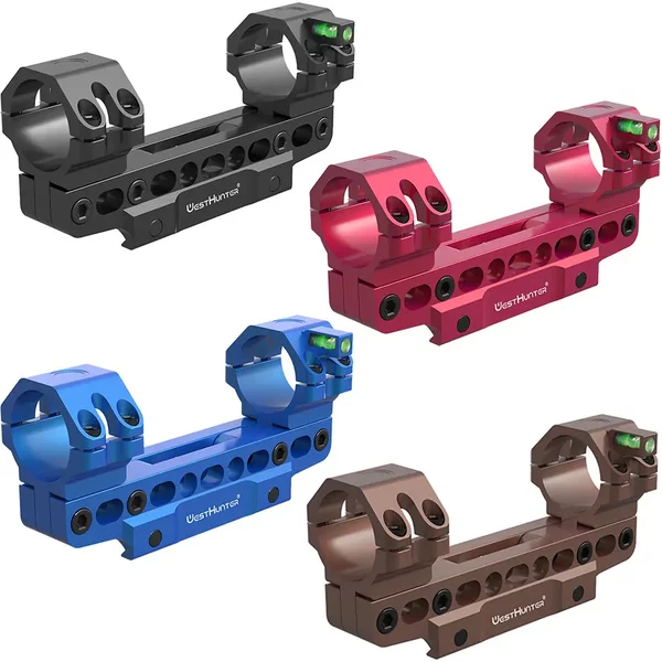 WestHunter Picatinny Zielfernrohrmontage 100 MOA 30mm 34mm Rohr Offset Cantilever Zielfernrohrhalterung mit Wasserwaage, Längenverstellbar