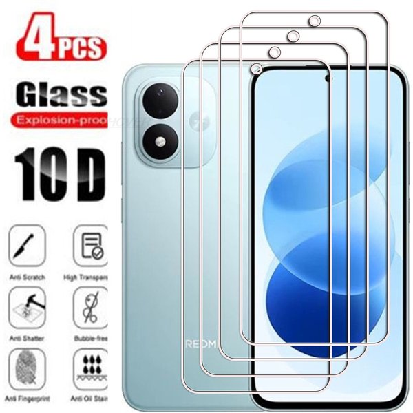 4 Stück 9H HD-Displayschutzfolie aus gehärtetem Glas für Xiaomi Poco M8 Power 5G 6,99" und Xiaomi Redmi Note 17 5G (Globale Version)