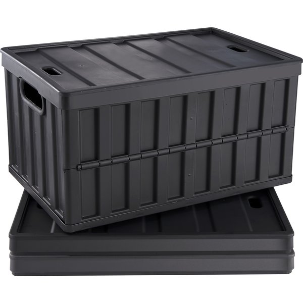 SucceBuy Lot de 3 bacs de rangement pliables 45L/65L, caisses de garage utilitaires empilables pliantes avec couvercles pour vêtements, collations, épicerie