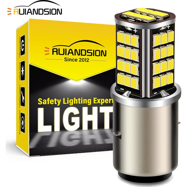 RUIANDSION 1x BA20D, phare de moto à LED, ampoule LED H6 ultra-lumineuse, 1000LM, lumière forte/faible, pour tracteur, scooter, cyclomoteur, VTT.