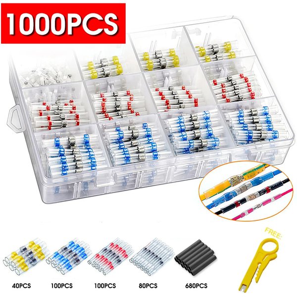 Connecteurs de fil à manchon de soudure, 50/100/300/800/1000 pièces, joint électrique étanche pratique, bornes bout à bout thermorétractables