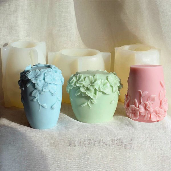 Moule à bougie en silicone en rotin nordique, fleurs, forme de gypse, art caraté, plâtre d'aromathérapie, décoration d'intérieur bricolage, cadeau de mariage, nouveau