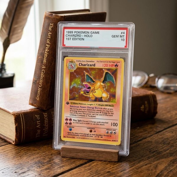 1999 Charizard 4/102 1ère Édition Ensemble de Base Rare Non-Holo Vintage Mitsuhiro Arita WOTC Type Feu Carte de Présentation Cadeau de Collection