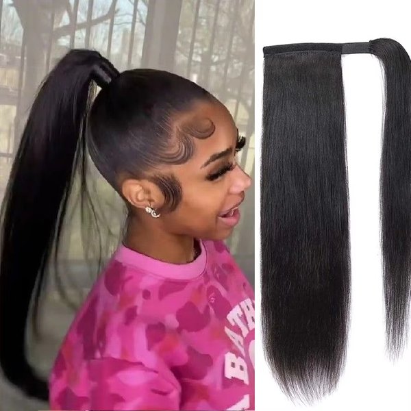 Queue de cheval en cheveux humains naturels, épaisse, à clipser, pour femmes noires – Extensions de cheveux naturels