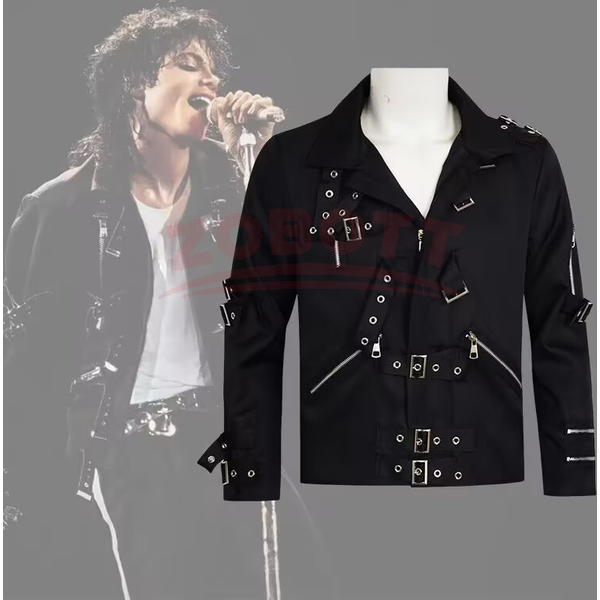 Michael Jackson cosplay Costume BAD Punk Jacket Black Slim BAD Jacket Costume Clothing for Man Adore Stars Impersonator
