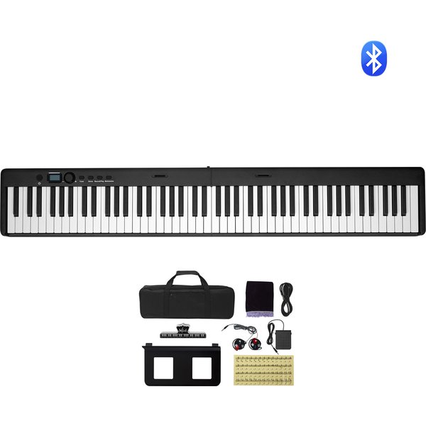 SucceBuy 88-Tasten Faltbares Keyboard-Klavier mit Bluetooth, MIDI Tragbares Elektronisches Digitales Klavier, Wiederaufladbar für Anfänger