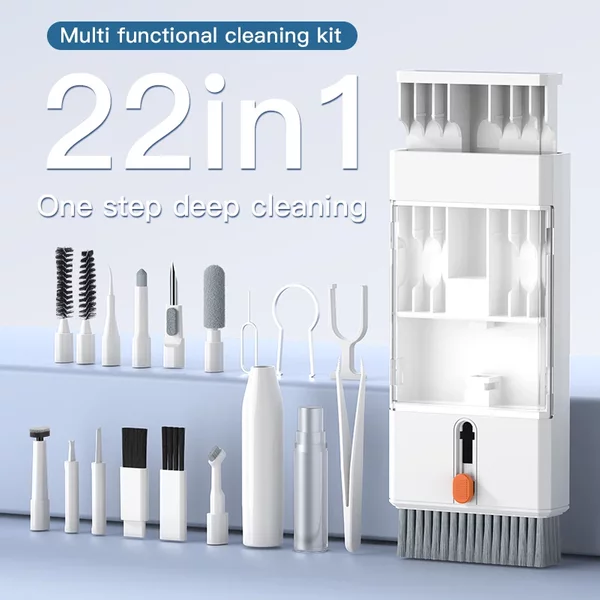 Kit de nettoyage multifonction 22 en 1, pour iPhone, AirPods, iPad, appareil photo numérique, clavier, écran de téléphone, écouteurs, outils de nettoyage