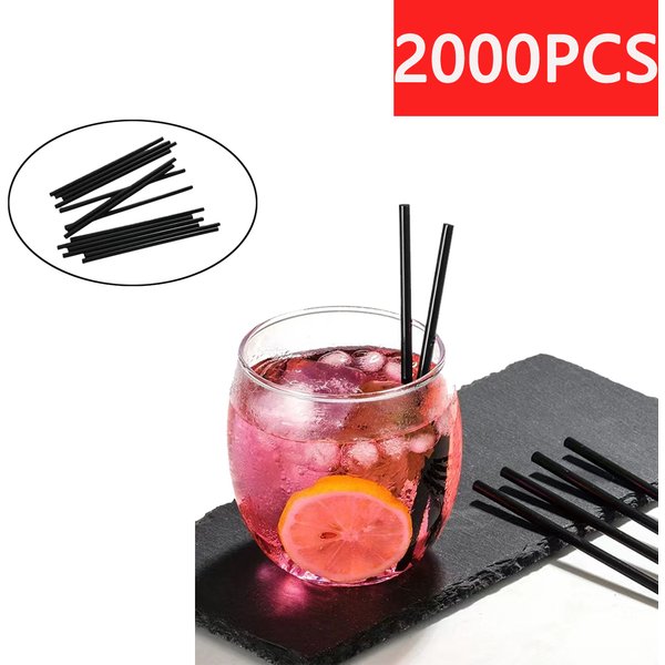 Pailles noires flexibles, 50/100/2000 pièces, Tube de boisson en plastique incurvé et pliable, accessoire de fête pour bar de mariage