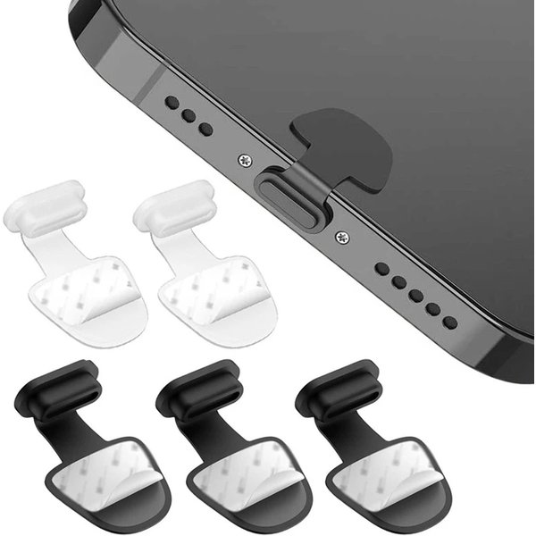 6pcs Phone Charging Port Dust Plug Anti-lost Waterproof Plug for IOS Android Type C Lighting Port Protector Cover Accessories
