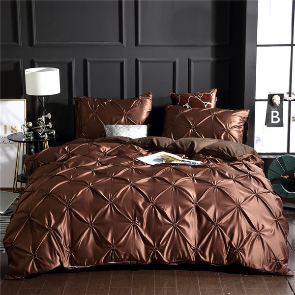 Ensemble de housse de couette en mousseline de soie, Design floral pincé, avec taies d'oreiller, ensemble de literie en Polyester, doux et confortable, 3 pièces