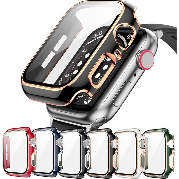 Verre et couvercle pour Apple Watch, 45mm 41mm 44mm 40mm, protecteur d'écran, pare-chocs pour deux documents, iWatch série 9 8 7 6 SE 5, accessoires
