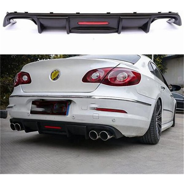 For Volkswagen Passat CC Spoiler 2009-2017 Shark Style with LED Light Diffuser Bumper Guard Rear Lip