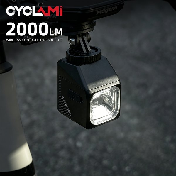 Phare de vélo intelligent sans fil CYCLAMI CYC2000, super lumineux, à fixer sous le guidon, pour VTT, route, conduite nocturne