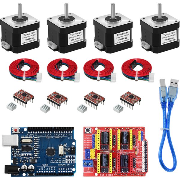 Machine à graver CNC Shield V3 + moteur pas à pas Nema17 à 4 fils, moteur 42 + 4 cartes d'extension de pilote A4988, pièces d'imprimante 3D R3