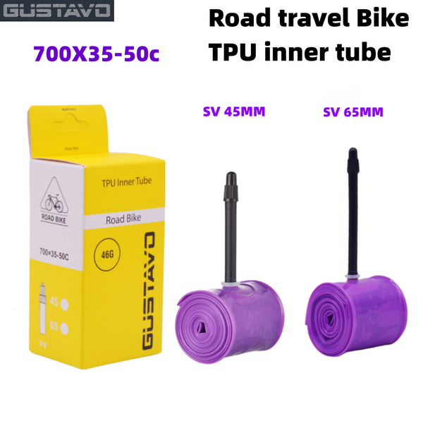 GUSTAVO – chambre à air de vélo de route en gravier, 700x35/50c, matériau TPU, pneu 45mm 65mm de longueur, Valve française